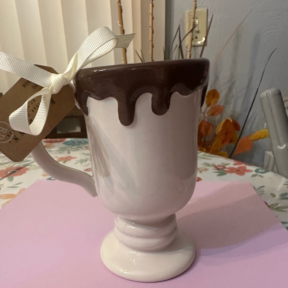 Rae Dunn Hot Cocoa Mug with Brown Drip Design - Picture 3 of 6